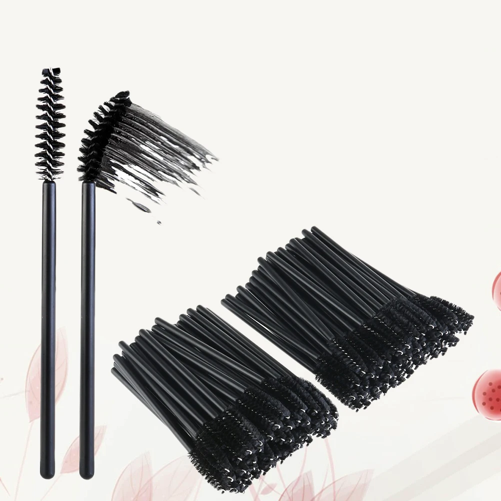 Set di bacchette per mascara con pennello per ciglia da 50 pezzi. Confezione audace. Bacchette nere. Kit di strumenti di bellezza per il trucco