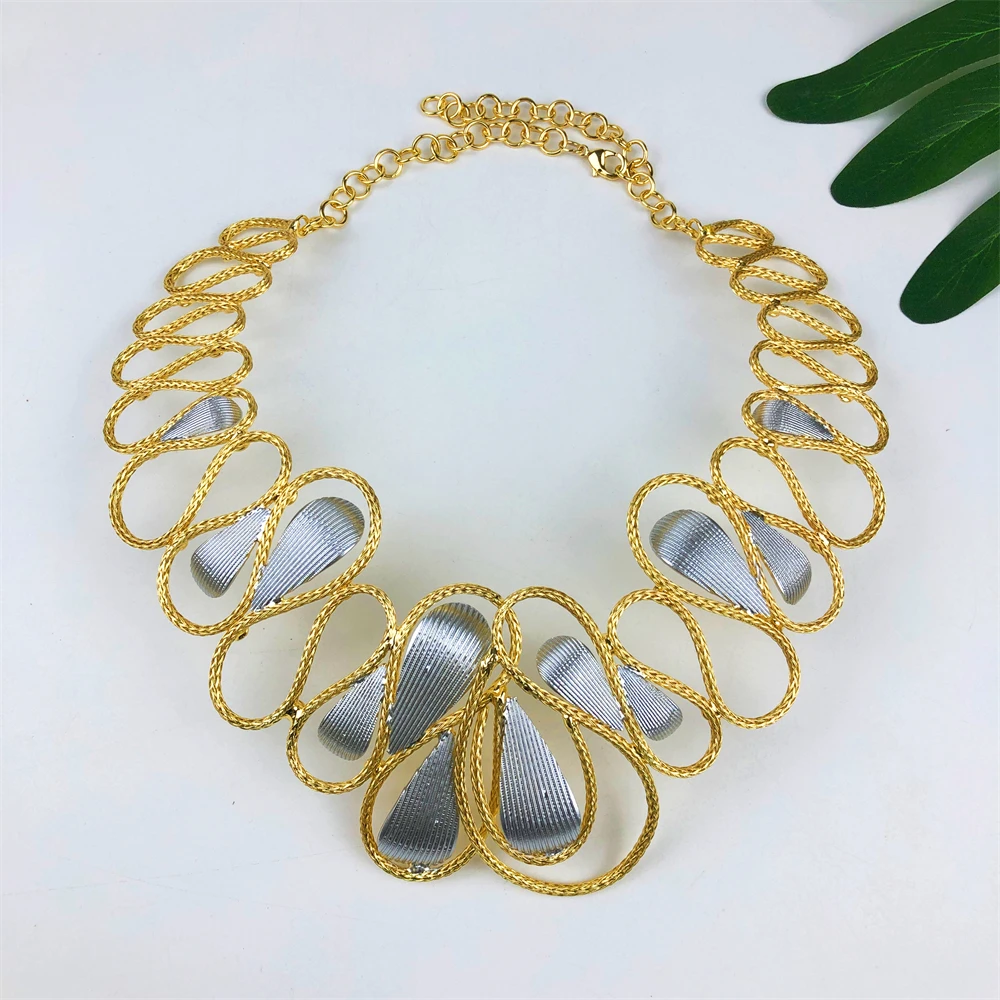 ESALE Classic Fashion Design Jewelry Set For Women Fashion 18K Gold Plated Full Set Jewelry Necklace Earrings Bracelet And Ring