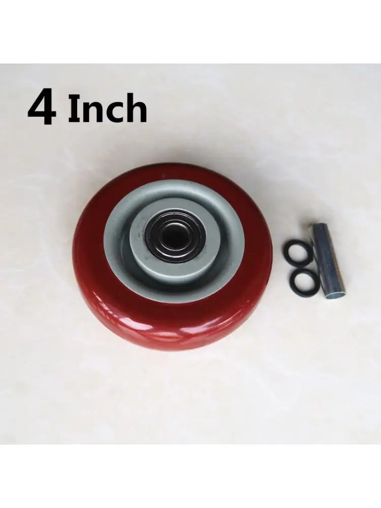 1 Pc Medium Sized 4 Inch Jujube Red Double Axle Caster Single Wheel Wear-Resistant Trolley Flat Car