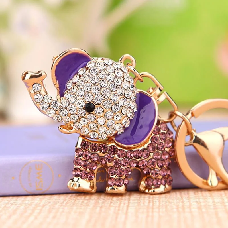 Fashion Crystal Elephant Car KeyChain Alloy Key Chain Ring Holder Animal Keyring Laveros Charm Women Bag Jewelry