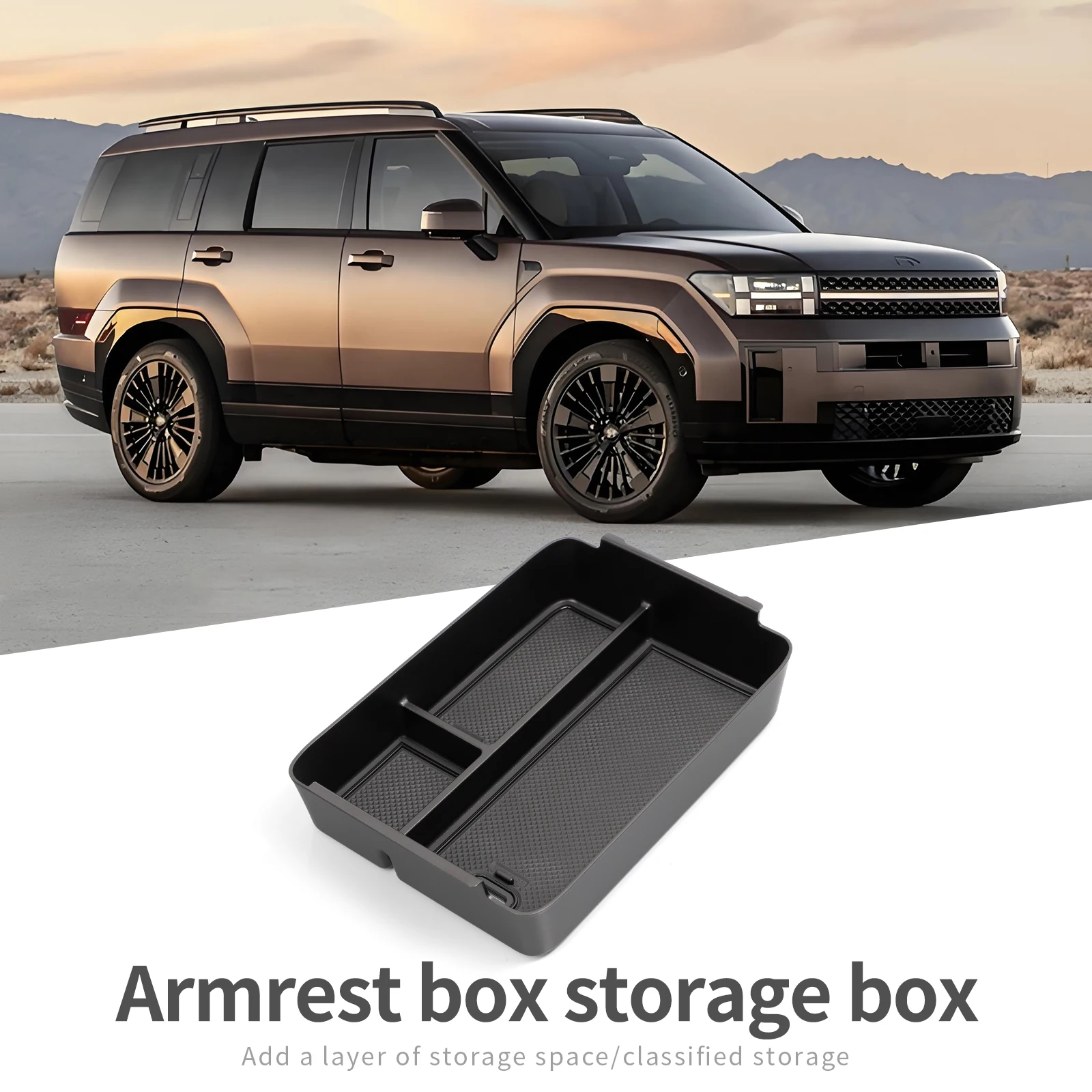 Smabee für Hyundai Santa Fe 2024 2025 2026 Aufbewahrungsbox Getränkehalter Anti-Schmutz-Pad Auto-Innenausstattung Organizer Ordnungssystem Schwarz – Detail 3