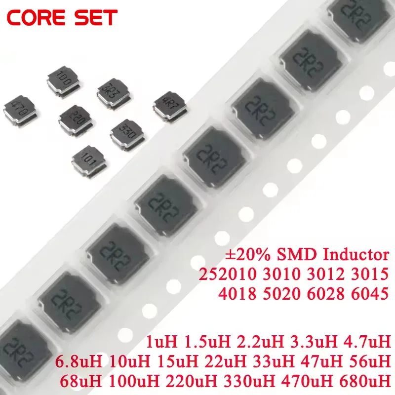 10-50 piezas 252010   3010 3012 3015 4018 5020 6028 Inductor de potencia SMD 2.2uH 3.3uH 4.7uH 6.8uH 10uH 22uH 33uH 47uH 56uH Cable enrollado