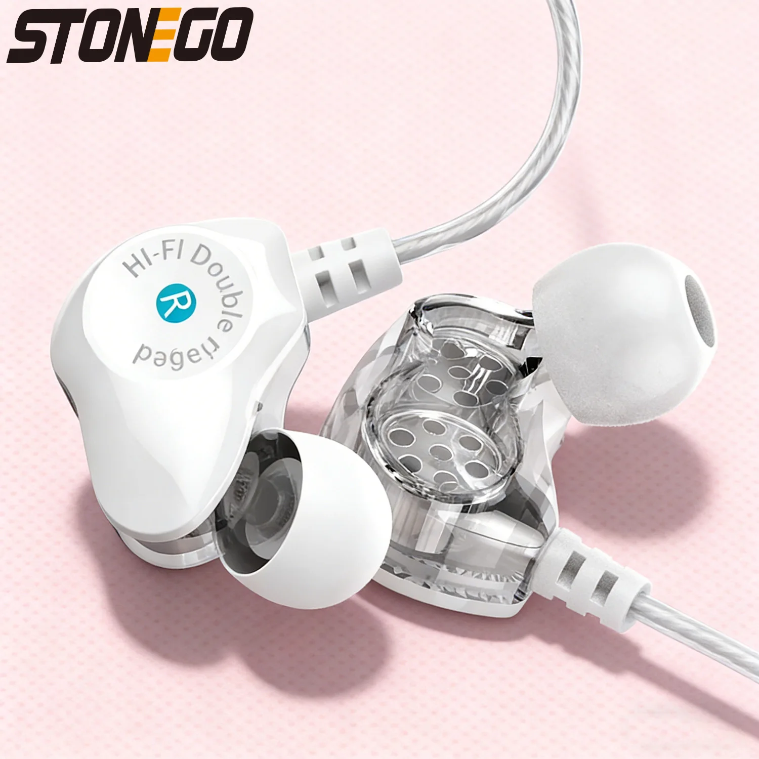 Stereo Dual Driver In-Ear Earphones High Definition Monitor Headphones Sport Earbuds Heavy Bass