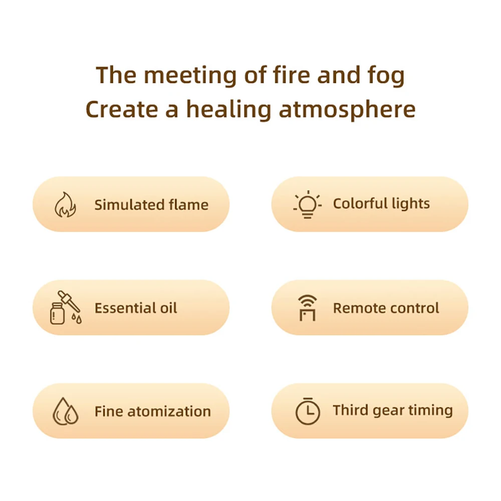 

Имитационный камин с увлажнителем воздуха, аромадиффузором, диффузором эфирного масла, ароматерапевтической машиной и очистителем воздуха - Creat