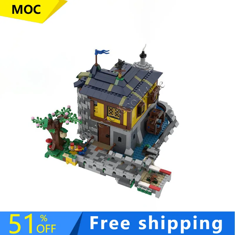 핫 1364PCS MOC 중세 럭셔리 하우스 빌딩 모듈러 모델 건축 블록 DIY 교육 조립 어린이 장난감 선물