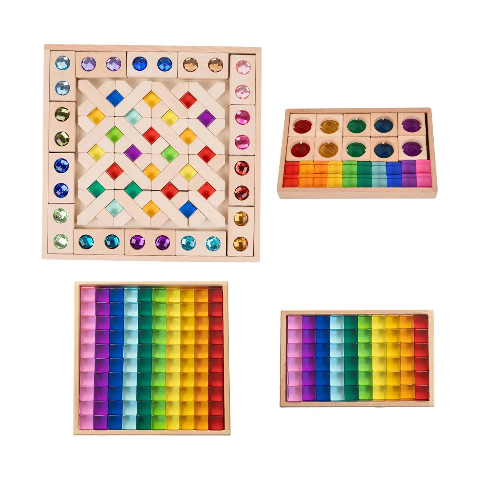 Translucent Rainbow Building Cubes Set Unique Sensory Training Building Blocks