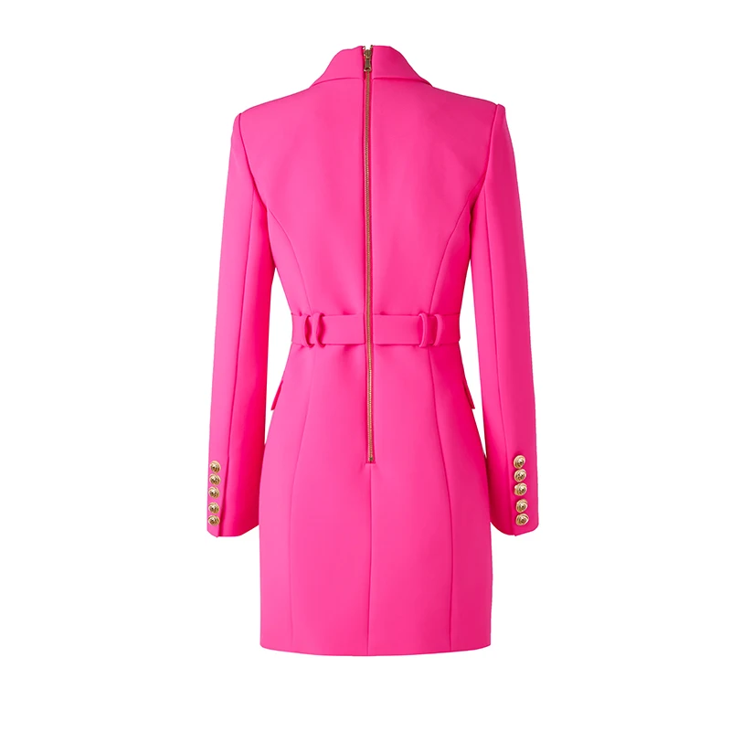 American Style New Autumn Elegant Fluorescent Color Street Lady Blet Blazer Dress Women Quality Chic Dresses