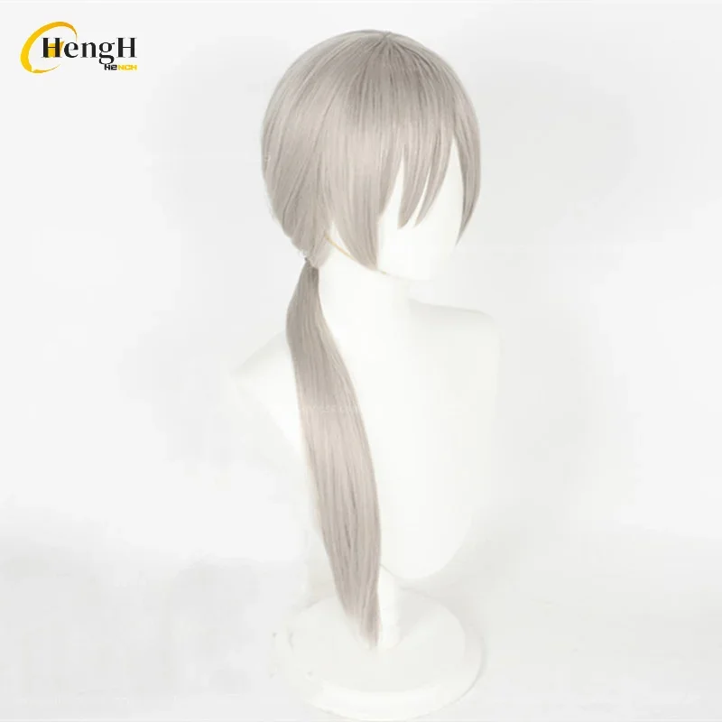 In magazzino Quanxi parrucca sintetica Anime lunga 70cm parrucca Cosplay treccia grigio argento con toppa parrucche per capelli resistenti al calore + cappuccio parrucca