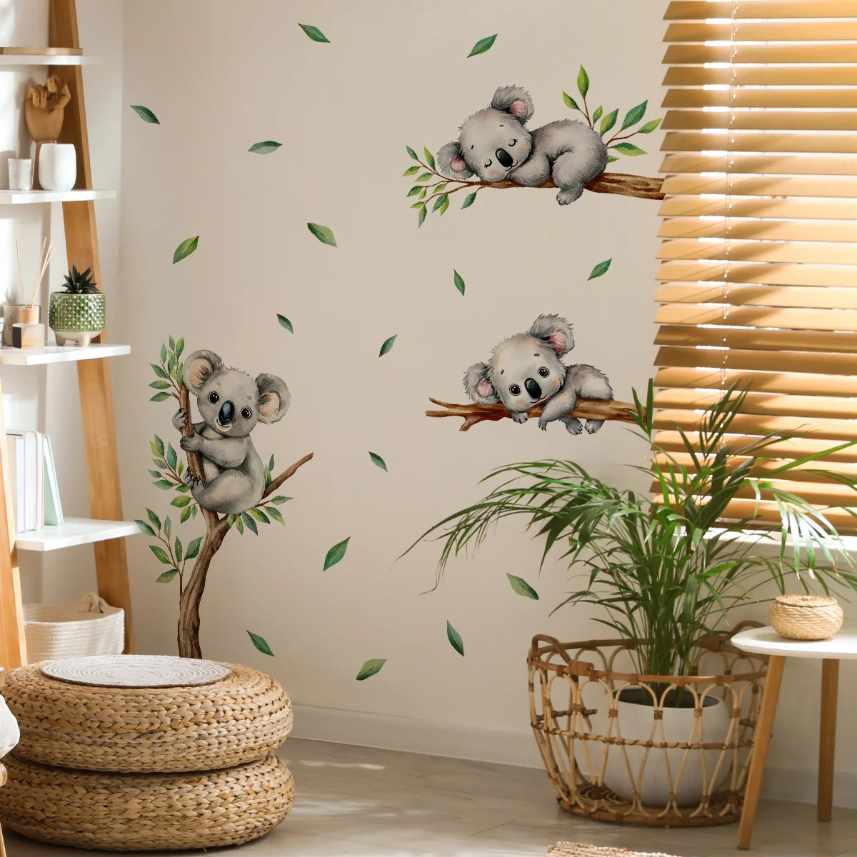 Cartoon Koala Climbing Tree Branch Wall Stickers Kids Room Children's Room Kindergarten Wall Decoration Wallpaper Murals PVC view 4