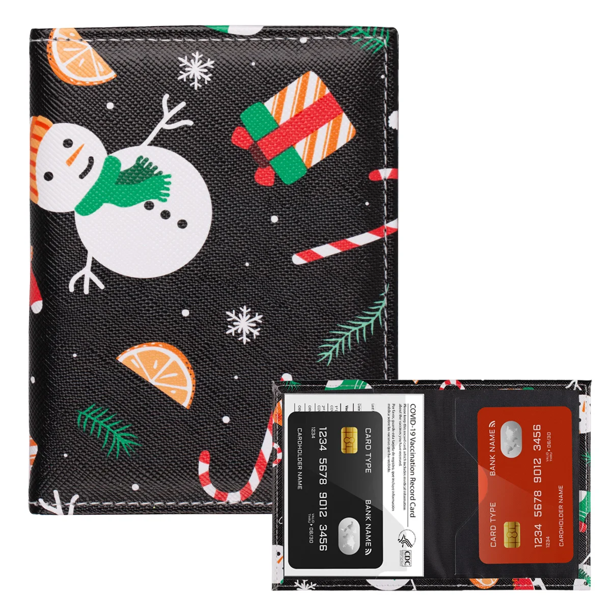 Cartoon Christmas Print Wallet, Cute Fashion PU Leather Credit Card Holer Cover Storage Bag