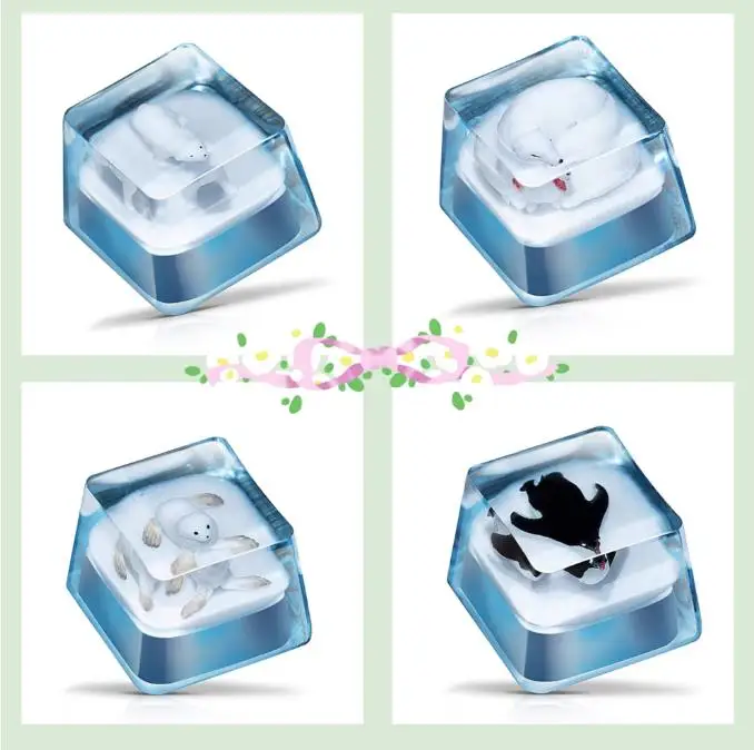 

Individual Anime Cartoon Keycap Cute Animal DIY Key Cap Mechanical Keyboard Resin Stereoscopic Keycap Ice Theme Polar Bear Seal