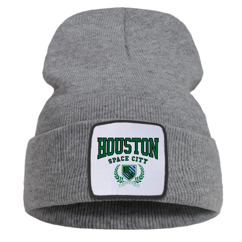 قبعة منسوجة قطنية مطبوعة للرجال ، قبعات هيب هوب كاجوال ، قبعات سائق مقاومة للرياح ، قبعات بانك ، طباعة مدينة هيوستن الفضائية ، الشتاء #3