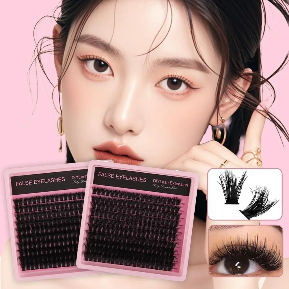 Fofo bagunçado cílios postiços extensão grosso diy d curl cílios capacidade ferramenta de maquiagem grande cluster falso cílios individuais x6h8
