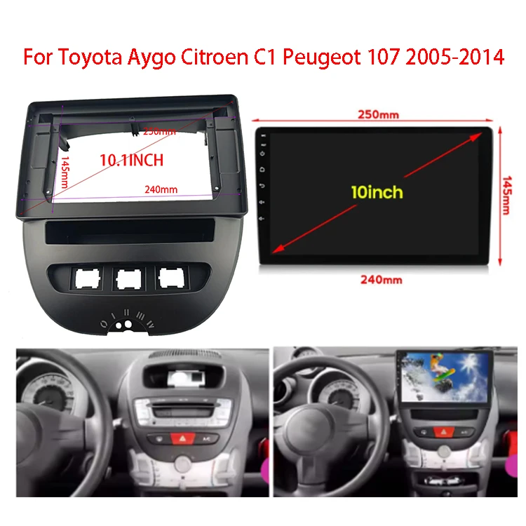 7/9/10.1 Inch Car Radio Frame Fascia Dash Kit DVD Head Unit Panel Stereo Cover For Toyota Aygo Citroen C1 Peugeot 107 2005-2014