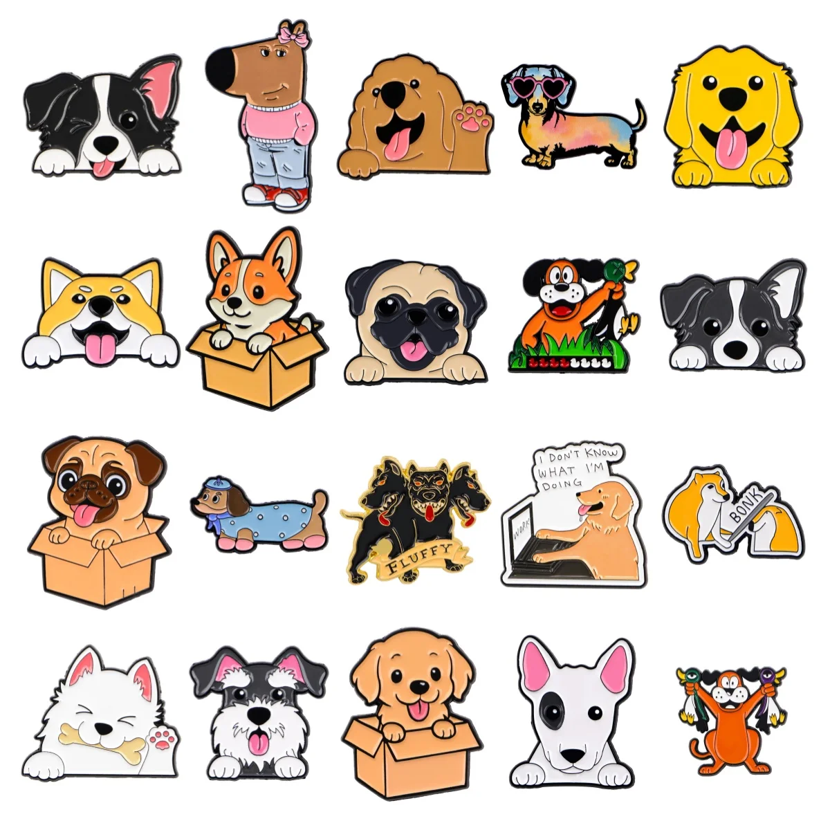 

Cute Pet Dog Enamel Brooches Badges Animals Lapel Pins For Clothing Backpacks Fashion Jewelry Accessories Friend Gifts