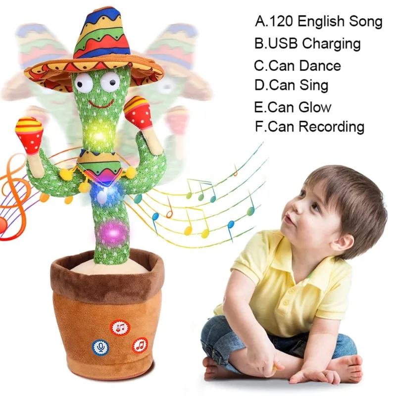 

Talking Cactus Baby Toy Dancing Cactus Repeats What You say for Kids with English Songs Dancing Toy for Gift Toddle Girls Boys