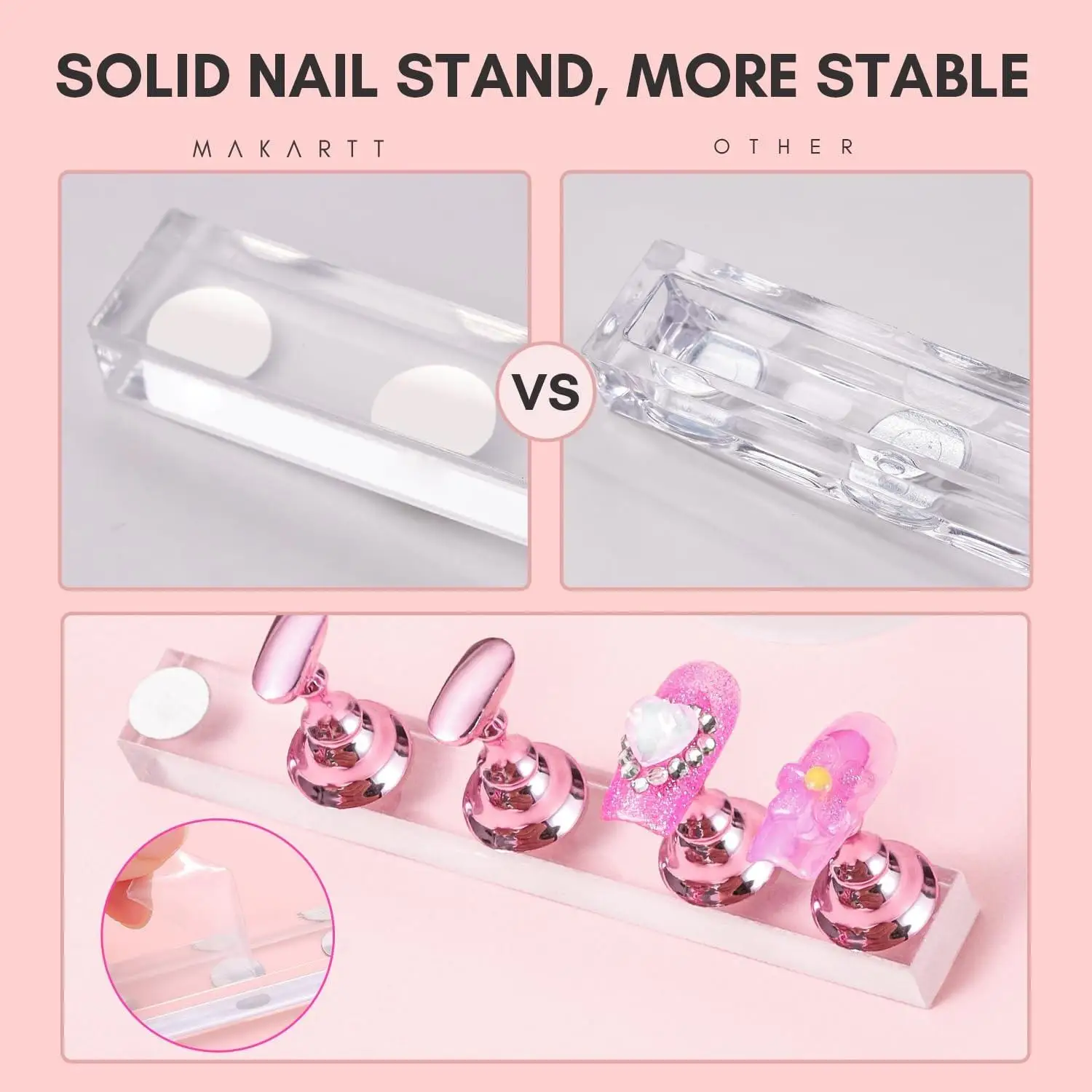 2er-Set Nagelständer mit 100 Stück doppelseitigem Klebeband, Press-on-Nagelständer zum Malen, Nagelkunst-Display, Zubehör für den Heim-DIY-Salon – Detail 3