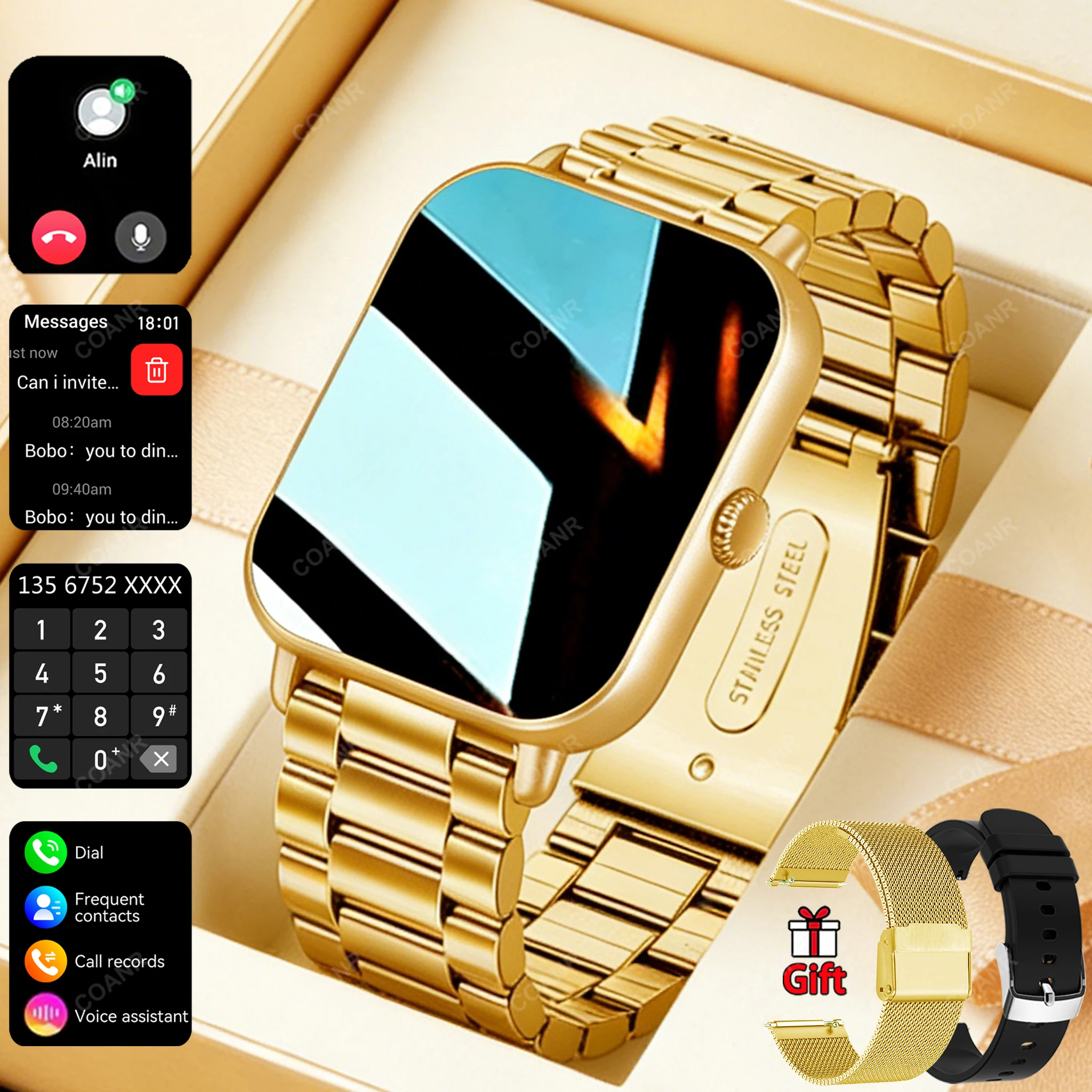 

New Smart Watch Wireless Call Message Reminder 24 Hour Health Monitoring Sports Fitness tracking SmartWatch 100+sports modes