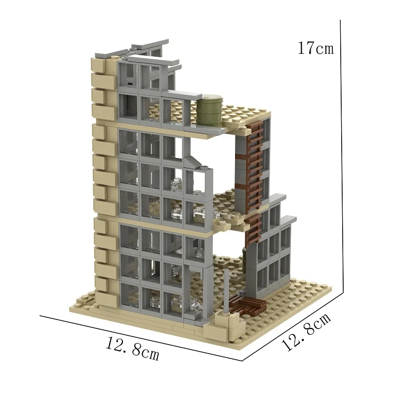 MOC 戦争ゲームシーンビルディングブロックおもちゃ廃墟建築モデル建設セットクリエイティブビルディングブロックおもちゃおもちゃギフト