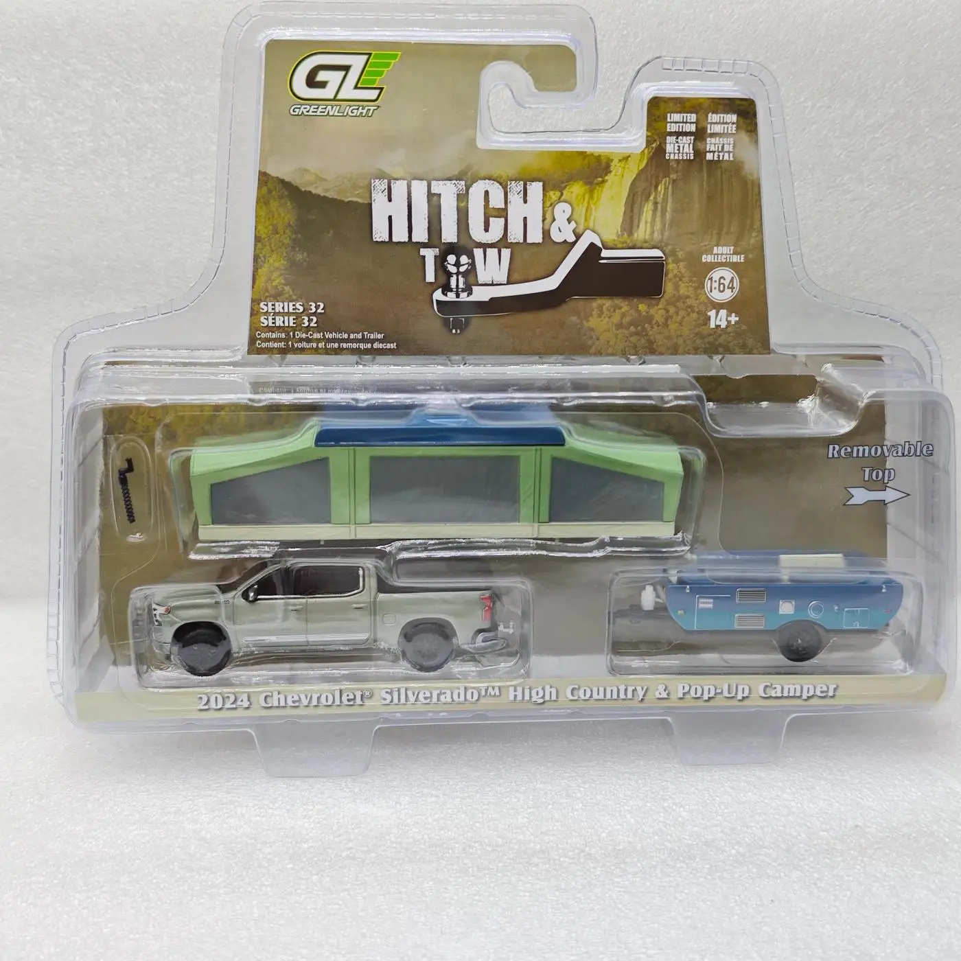 

Greenlight 1:64 Hitch & Tow Series 32-2024 Chevrolet Silverado с выдвижным кемпингом