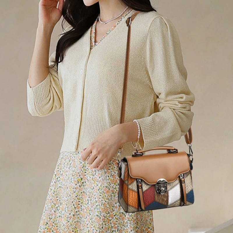 레트로 멀티톤 가죽 대용량 크로스바디 백, 탑 핸들 크 - Women'S Bags Top 10 리뷰 및 가격