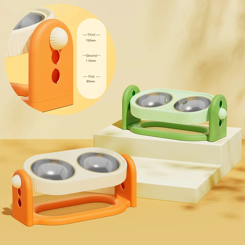 Cuenco elevado ajustable Para cachorros y gatos, cuencos dobles de acero inoxidable antideslizantes y extraíbles, Comedero Para Gatos