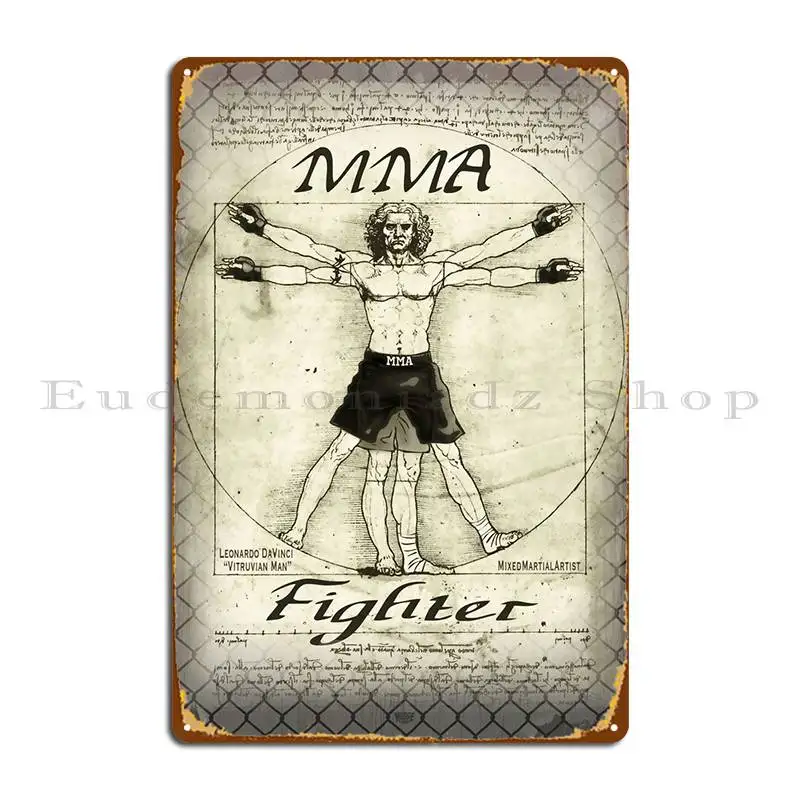 Vitruvian Mma Man Metal Plaque Poster Party Cave Pub Character Club Tin Sign Poster