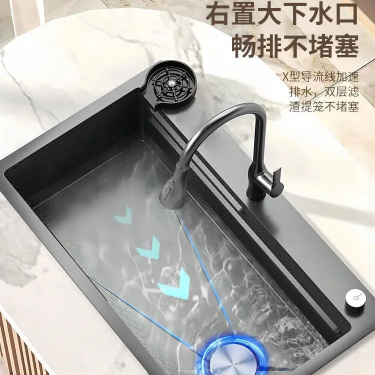 YFY thickened sink honeycomb large single slot stainless steel sink manual washing basin under the counter basin large single