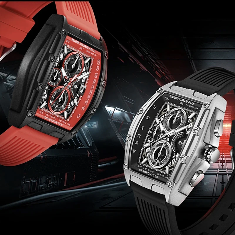 

Mark Fairwhale Luxury Quartz Men Fashion Stainless Steel Band Chronograph Watches for Men