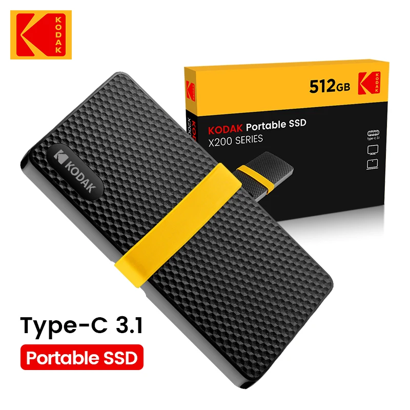 Kodak x200 externo ssd hd disco rígido 1tb usb3.1 mini portátil ssd 256b 512gb 1tb para laptops smartphone ps4 pc mac tv