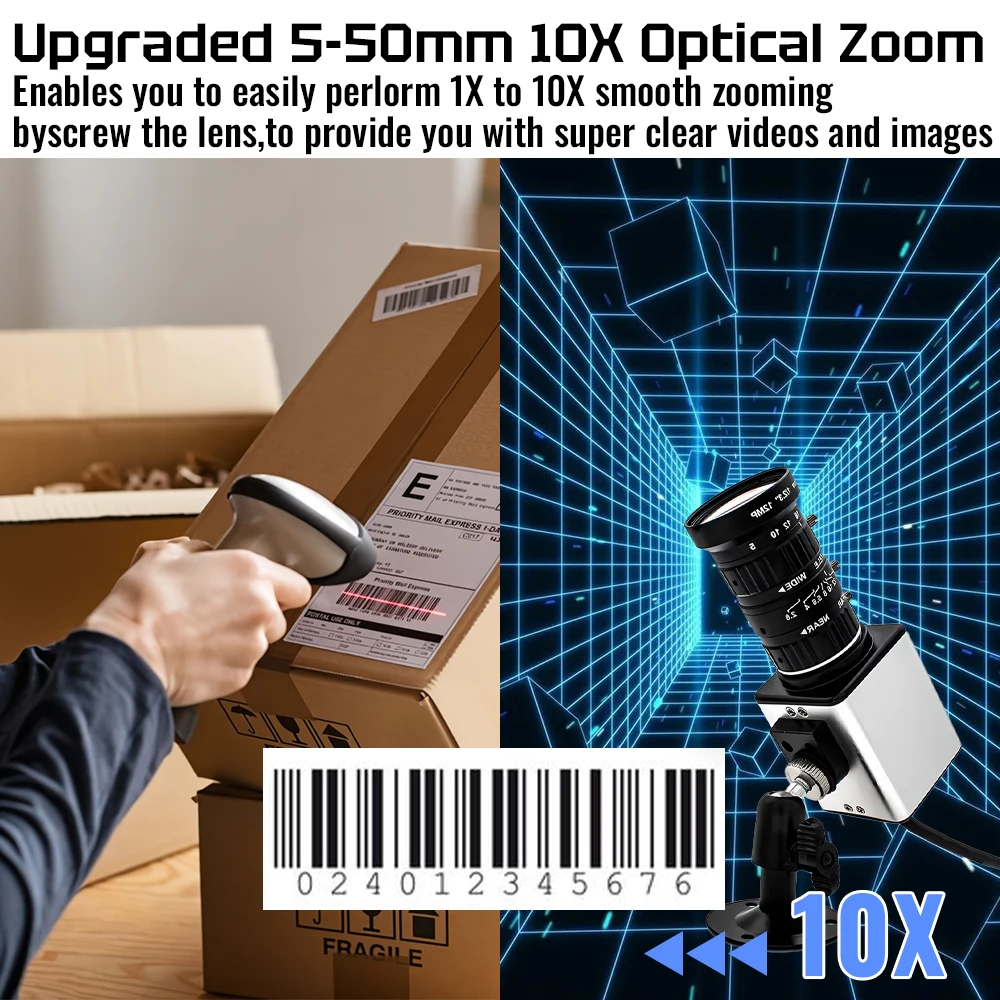 WGWK 6K 12MP IP Camera High Resolution 3840x3104 Mini POE Webcam 5-50mm 10X Zoom Detection Security Protection Smart CCTV Camera