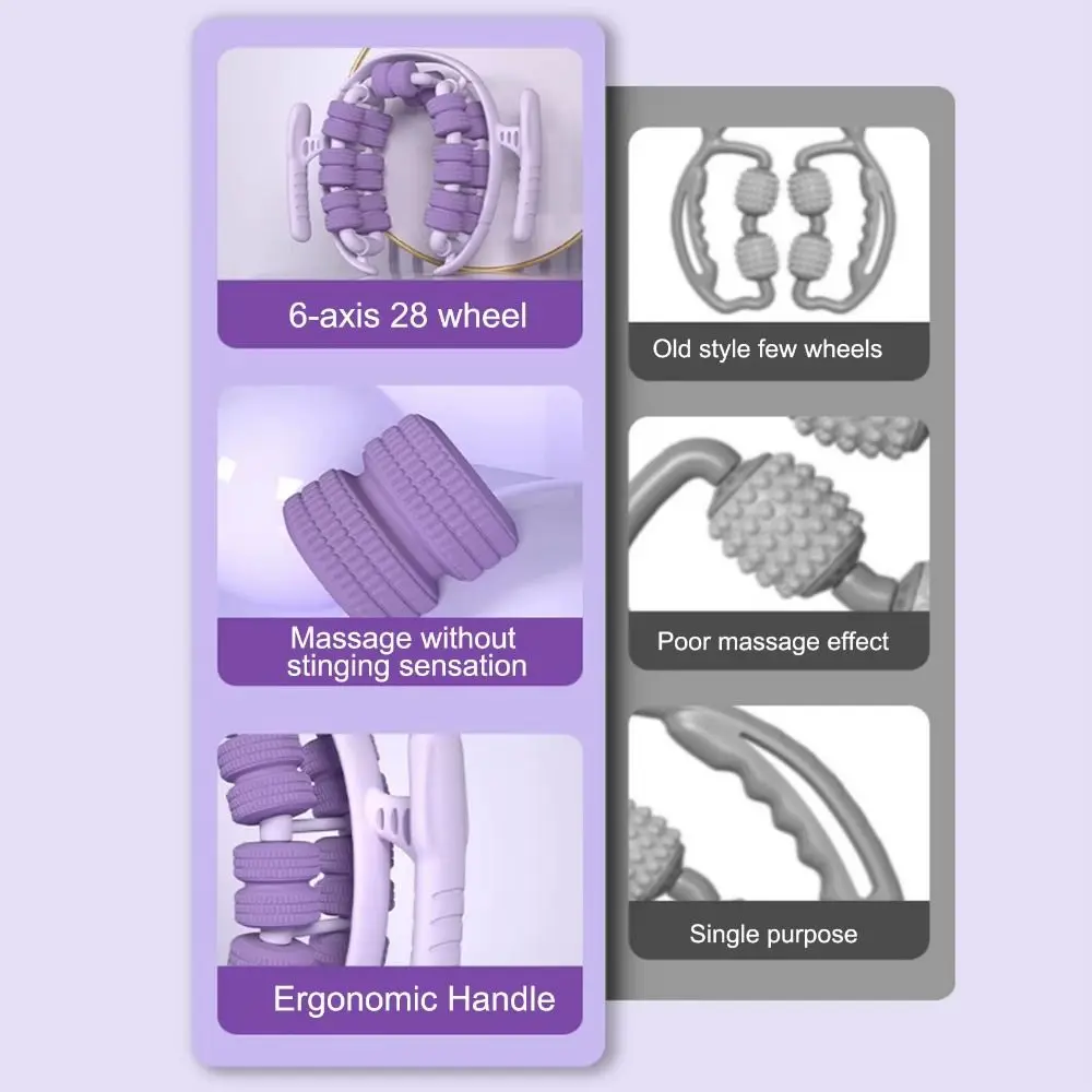 

Портативный кольцевой зажим для ног, 28-колесный ручной массажер для ног в форме кольца, легкий ручной массажный роликовый инструмент для похудения