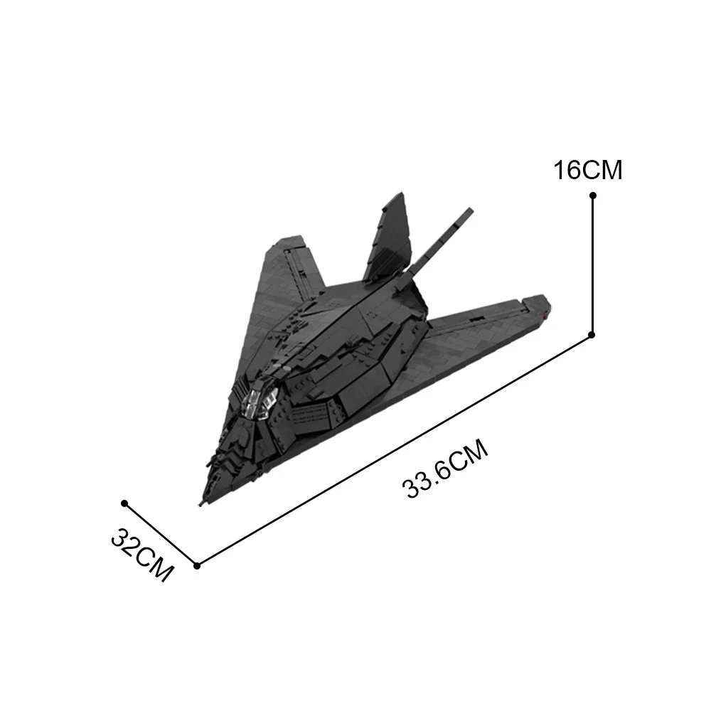 MOC F-117 Nighthawk Wars Plane Fighter Building Block Kit Spaceships Military Warplanes Model 1134 Pcs Toys for Kids Gifts