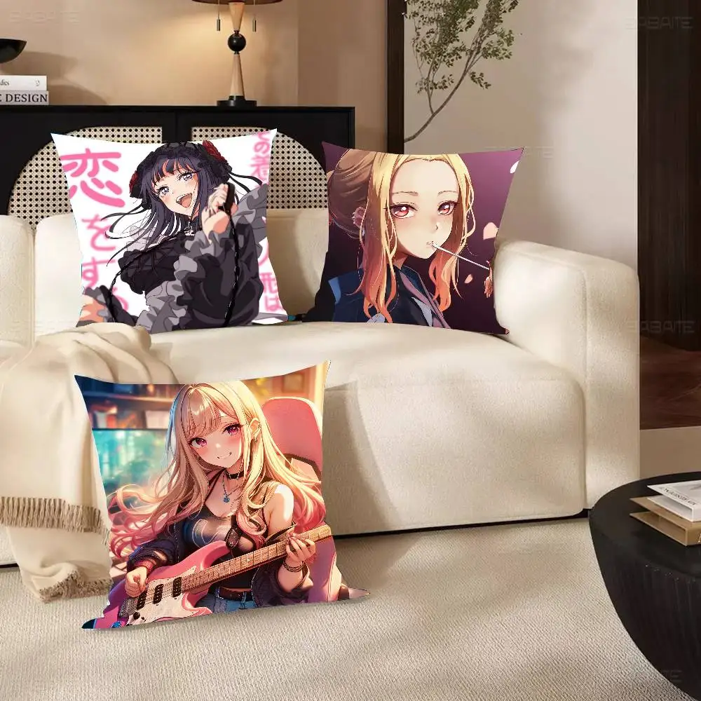 Japan Anime Marin Kitagawa Classic Pillow Case Fashion Square Pillowcase Bedroom Sofa Room Ins Decoration Leisure