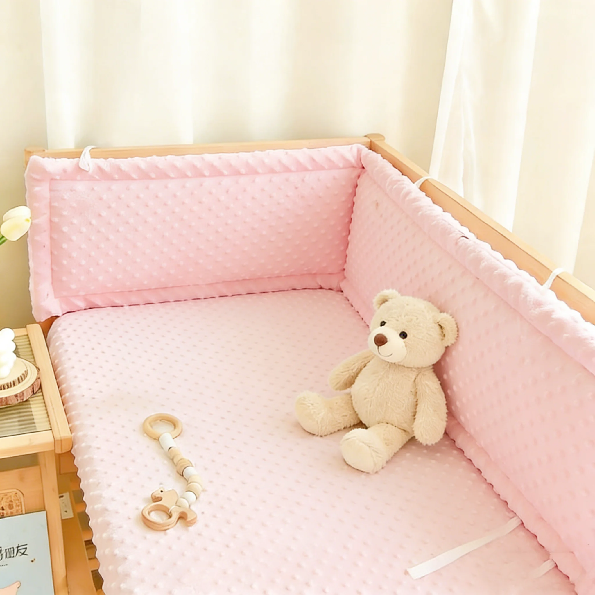 65/120/140/240cm Railing Thicken Bumper Crib around Protector for Baby Room Decor Solid Color Baby Crib Fence Cotton Bed Bumper