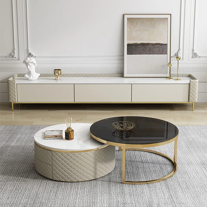 Luxury Inverted Pyramid Design Coffee Table Round New Arrival China Wholesale Price Modern White Marble Center Table Set