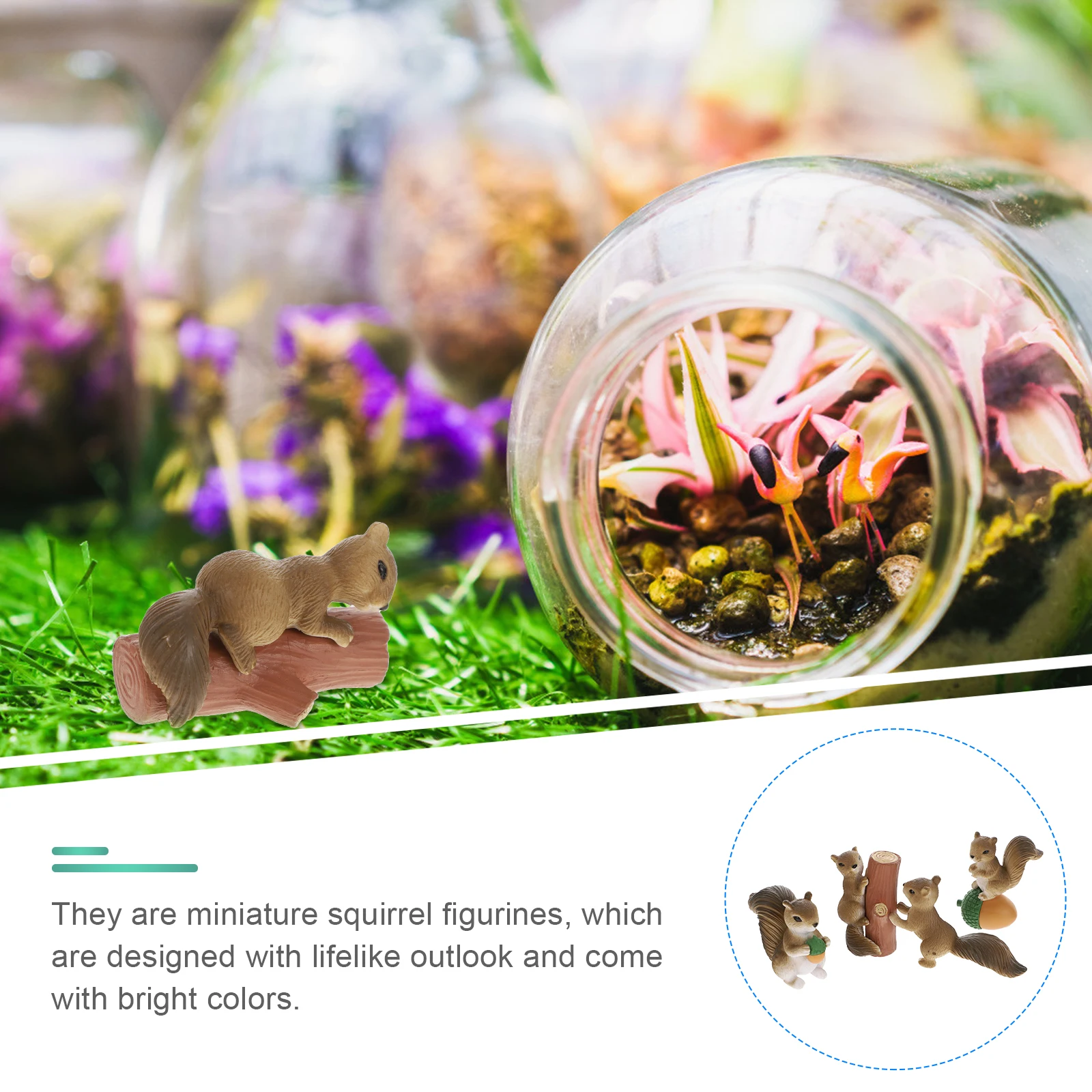 

4pcs Miniature Squirrel Figurines Resin Animal Models Garden Decor For Mini Garden Landscape Ornament Home Decoration Simulation