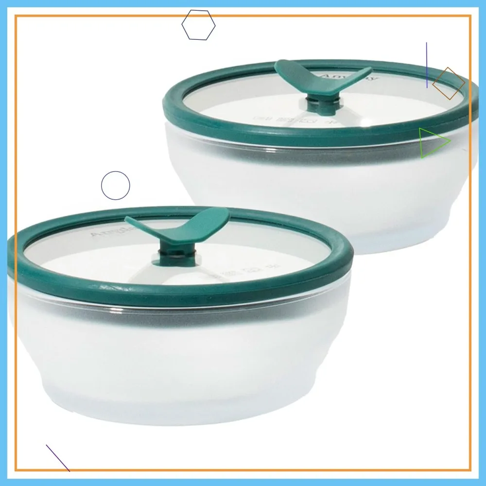 

Набор стеклянных контейнеров для хранения продуктов на 2 порции с крышками, без пластика, для приготовления еды, штабелируемые, герметичные, для разогрева в микроволновой печи