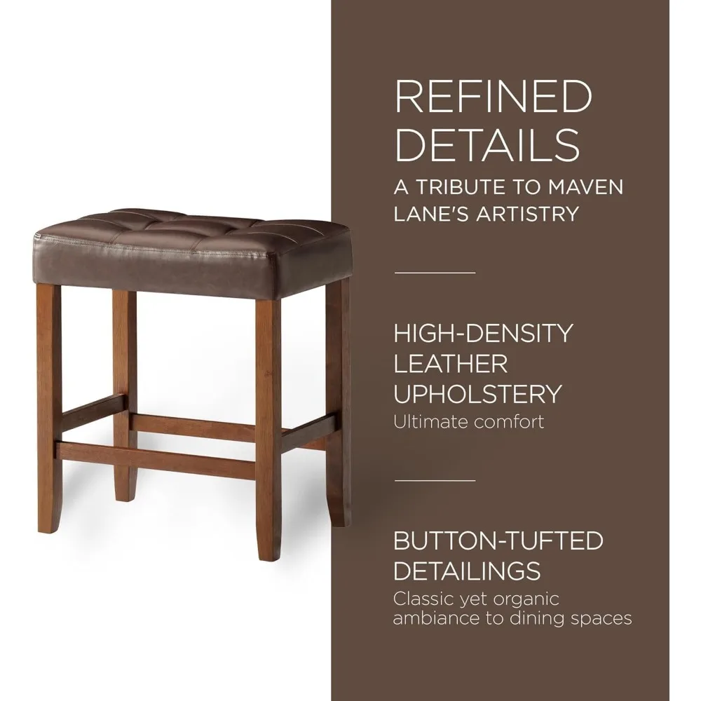 مقعد بدون ظهر بارتفاع 26 بوصة مع لمسة نهائية من قشرة الجوز الأصلية #4