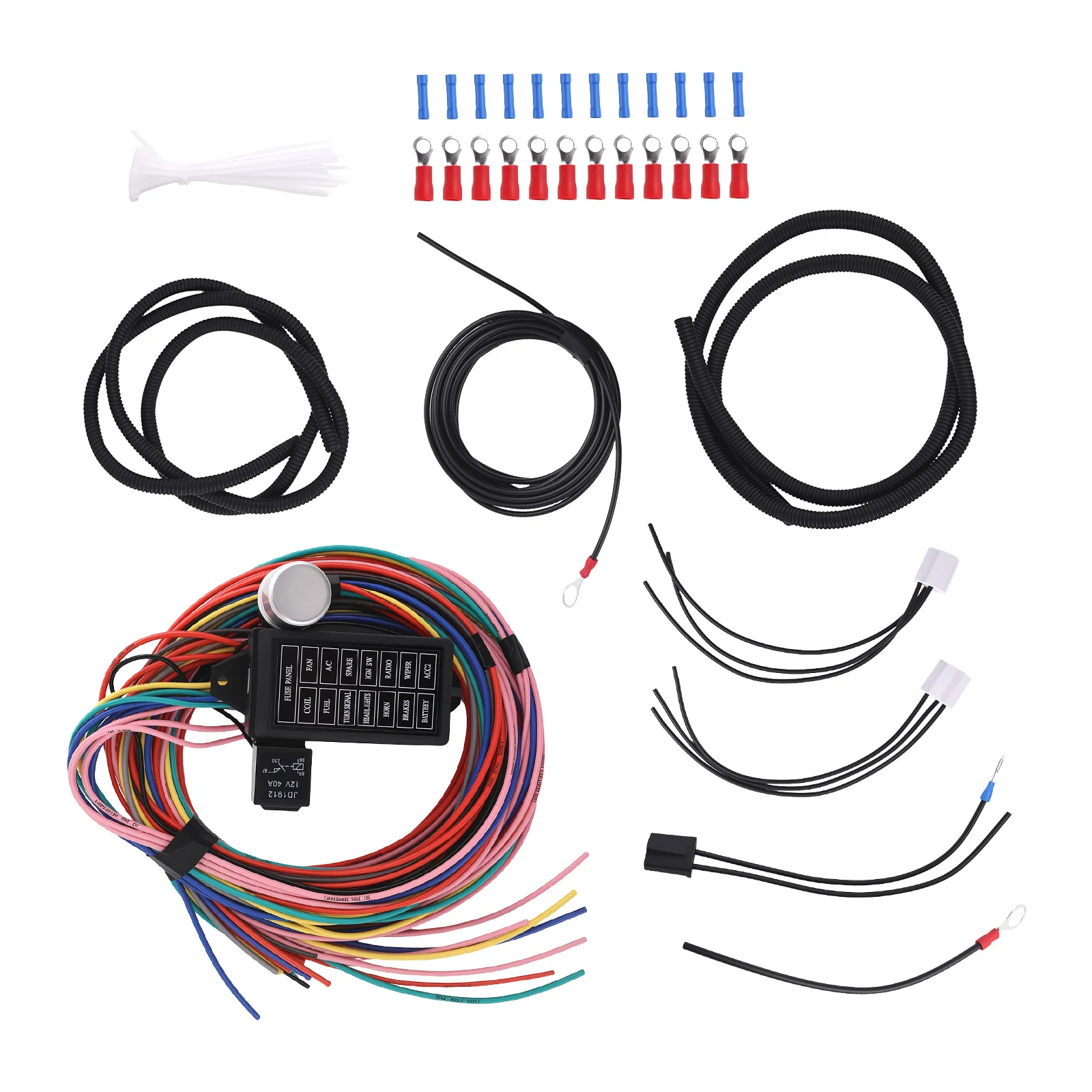 

Universal Wire Harness 14 Circuit Kit for Rod Street Rod 12V System Replacement