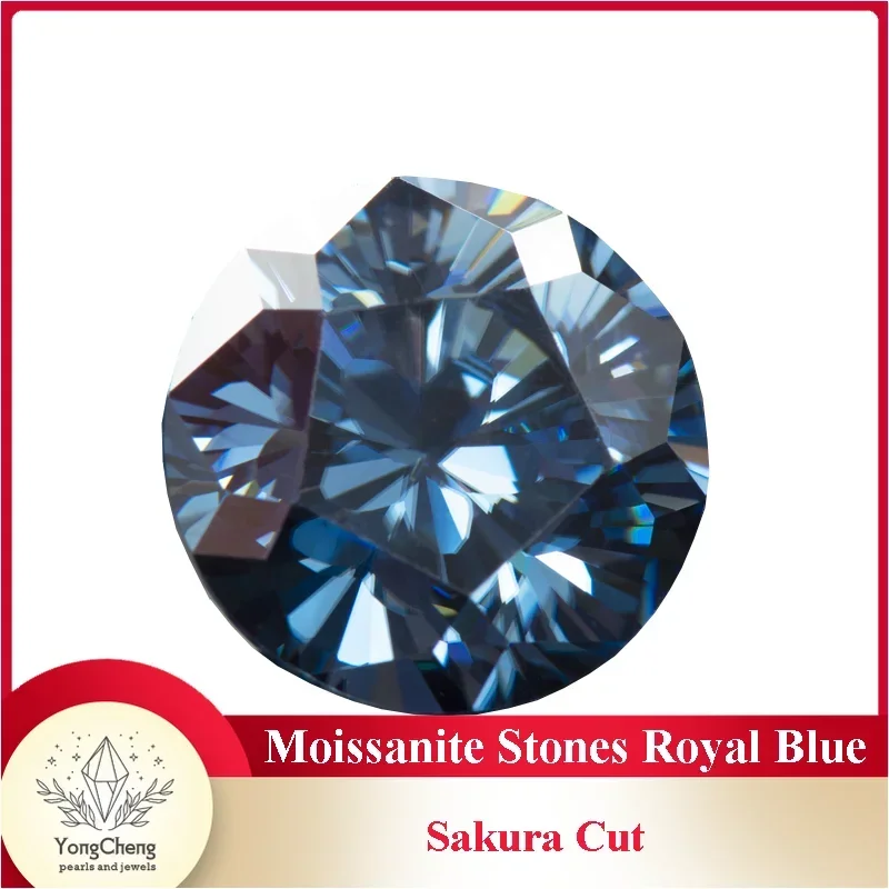 

Moissanite Stones Round Shape Primary Colours Royal Blue Special Sakura Cut DIY Jewelry Making Materials with GRA Certificate