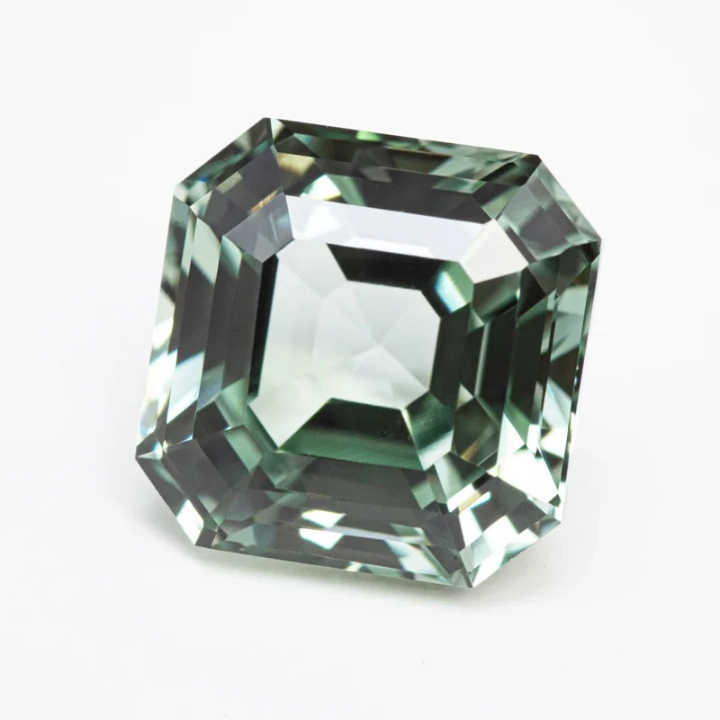 Lab Grown Sapphire Asscher Shape Green Color VVS1 Charms DIY for Jewelry Making Bracelet Materials Selectable AGL Certificate