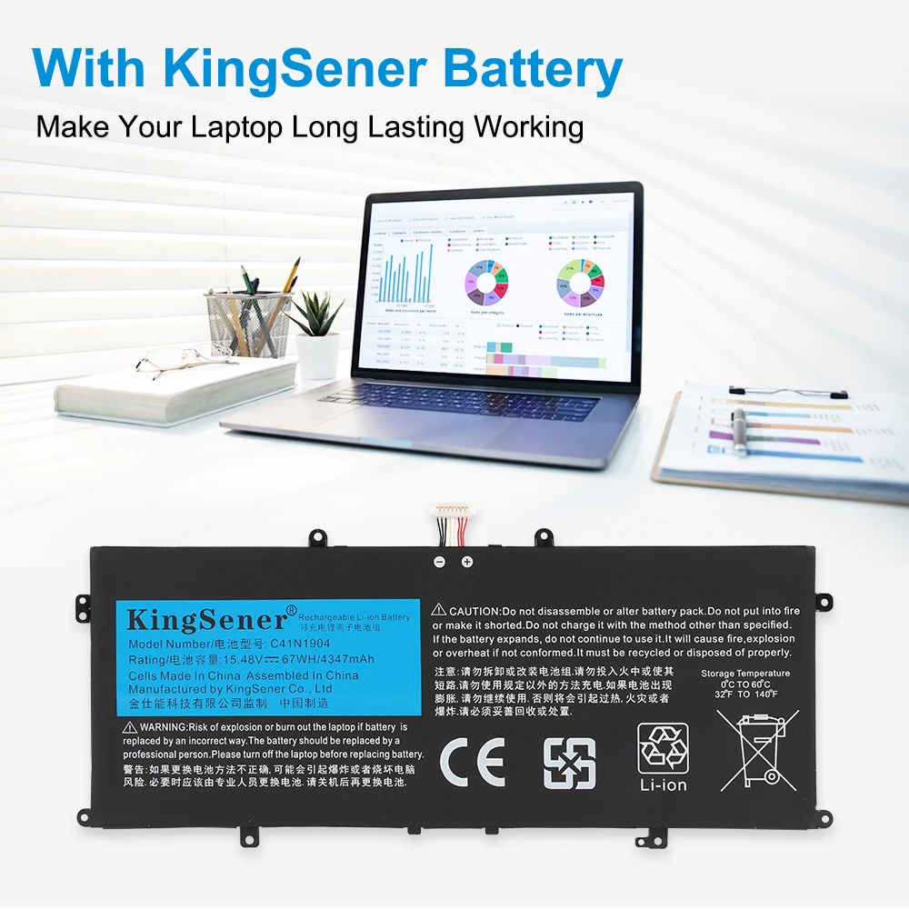 KingSener C41N1904 C41N1904-1 แบตเตอรี่แล็ปท็อปสําหรับ ASUS ZenBook 14 UX425UA UM425IA UX425EA UX425JA BX325JA UX325EA UX325JA UX363EA