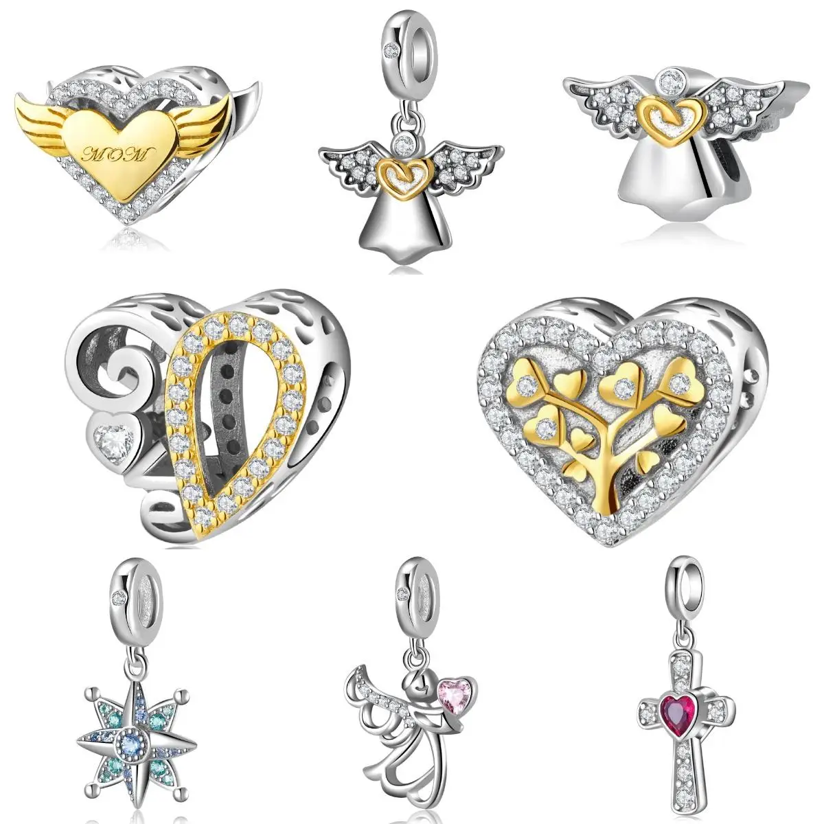 

STILLHOUSE 2025 Family Series 925 Sterling Silver Angel Mom's Love Tree of Life Charm Fit Original Bracelet Diy Jewelry Accessor