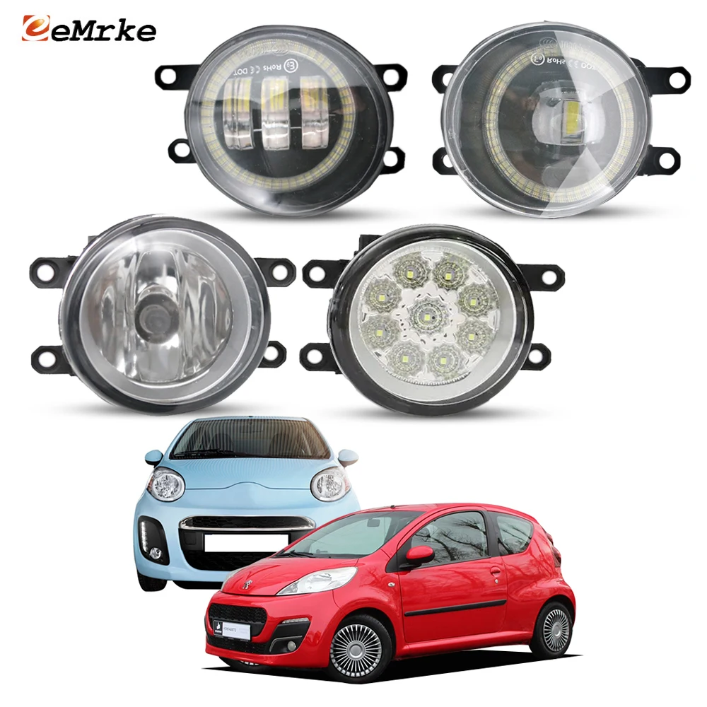 For Peugeot 107, For Citroen C1 2012 2013 2014 LED Fog Lights or Halogen Fog Lamp PTF Upgrade Angel Eye Aperture DRL Halo Ring