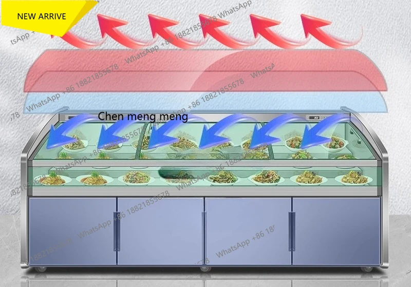 

M138 Commercial Refrigerated Fresh-Keeping Ice Table for Street Food BBQ Skewers Three-Temperature Stainless Steel Ordering Cabi