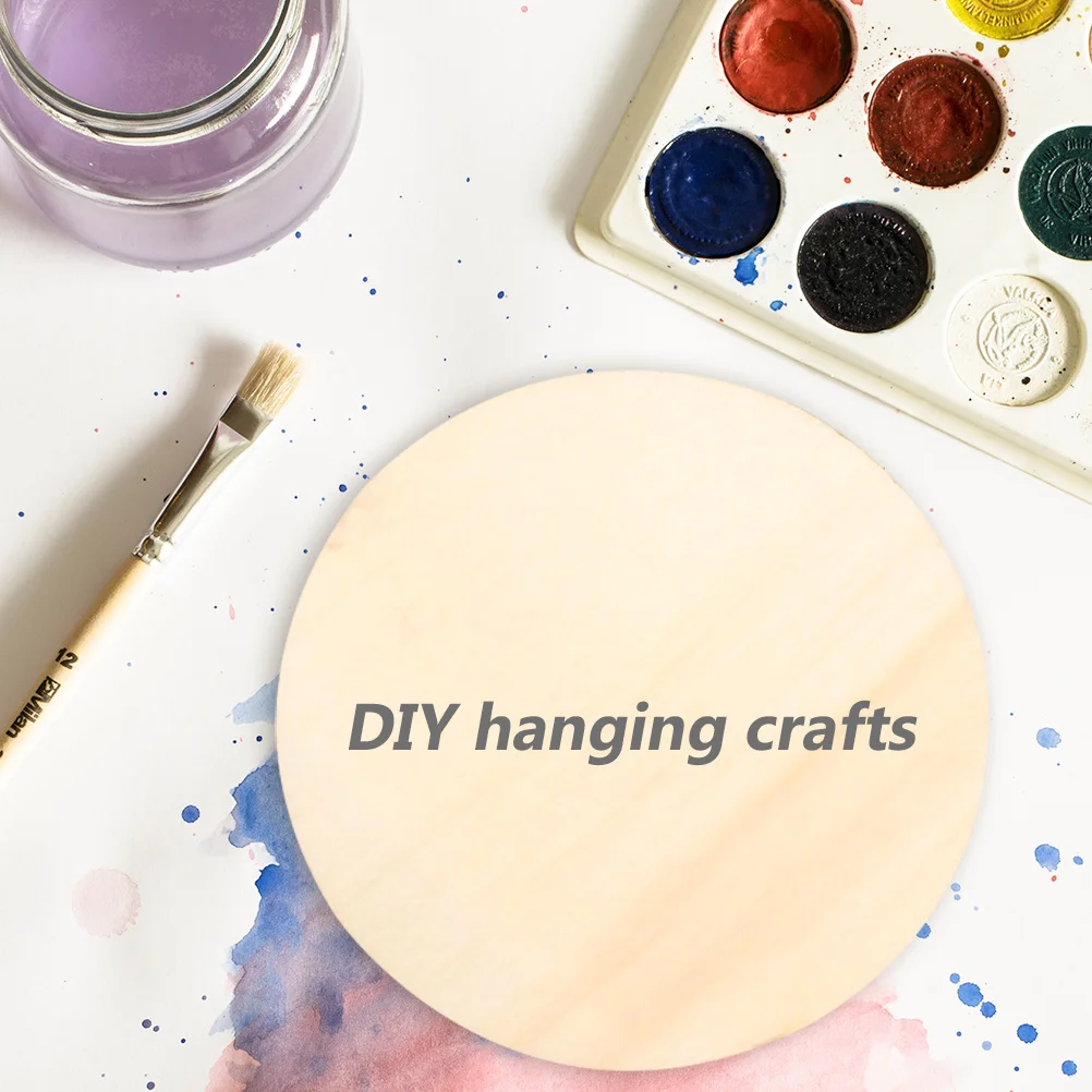 

10pcs Wooden Hanging Crafts Natural Wood Circles For Diy Graffiti Drawing Unfinished Round Cutouts Craft Supplies Party Decor