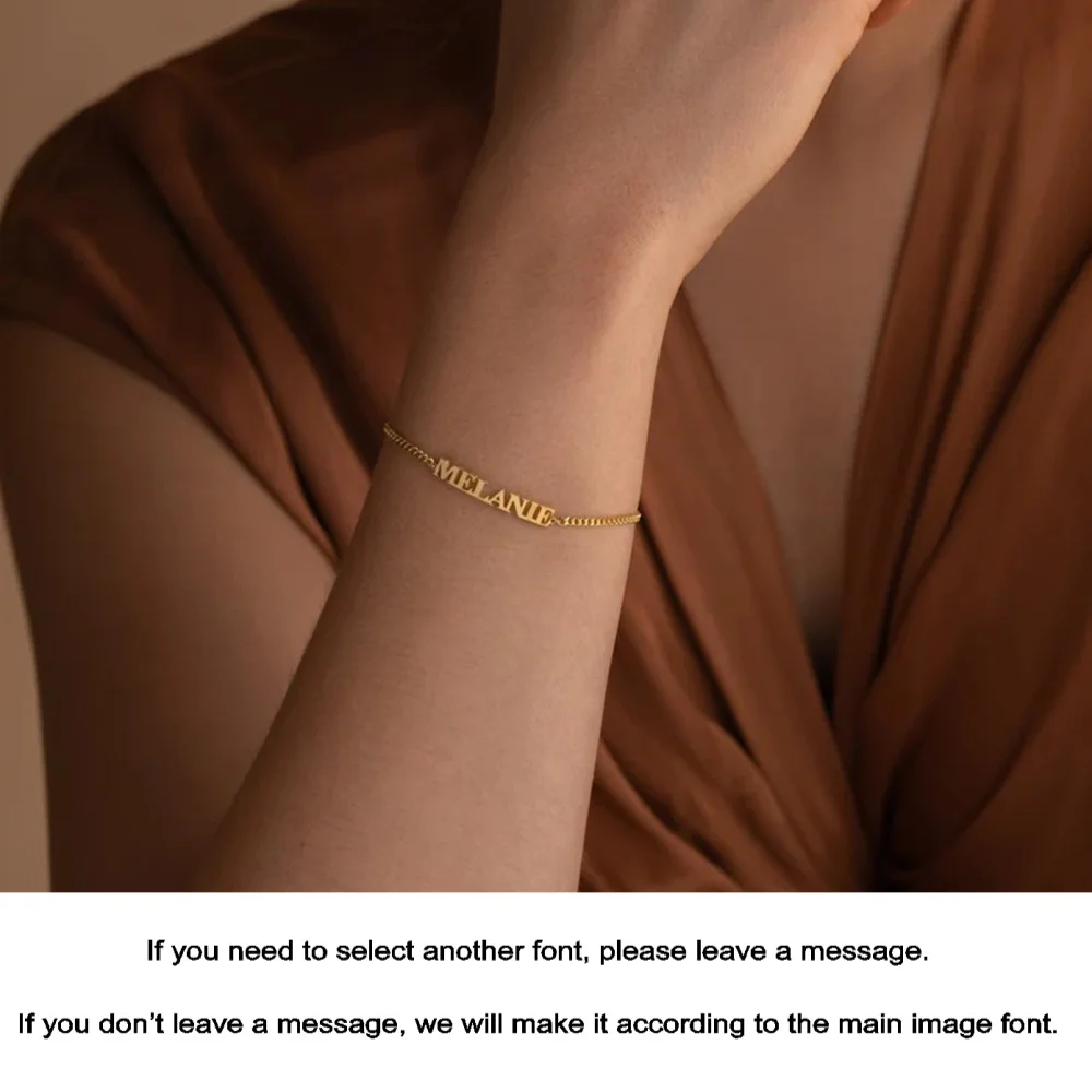 

Fashionable customized name bracelet gold plated 18K, high-quality waterproof women's bracelet, exclusive personalized gift