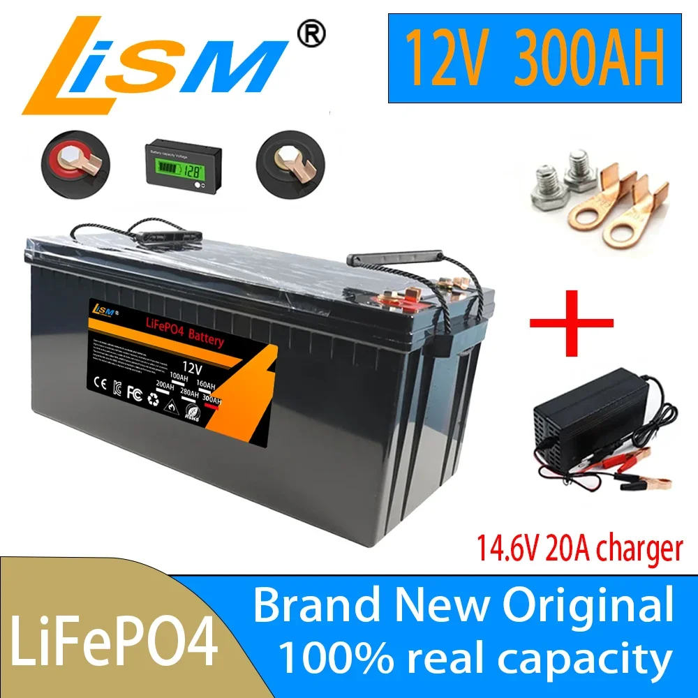 12V 300Ah 320Ah LiFePO4 cell with built-in BMS to replace most backup power devices, suitable for home energy storage travel