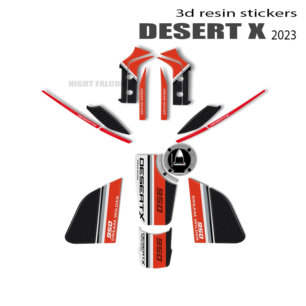 For Ducati DesertX Desert X Accessories Motorcycle 3D Gel Epoxy Resin Sticker Tank Pad Protection Kit